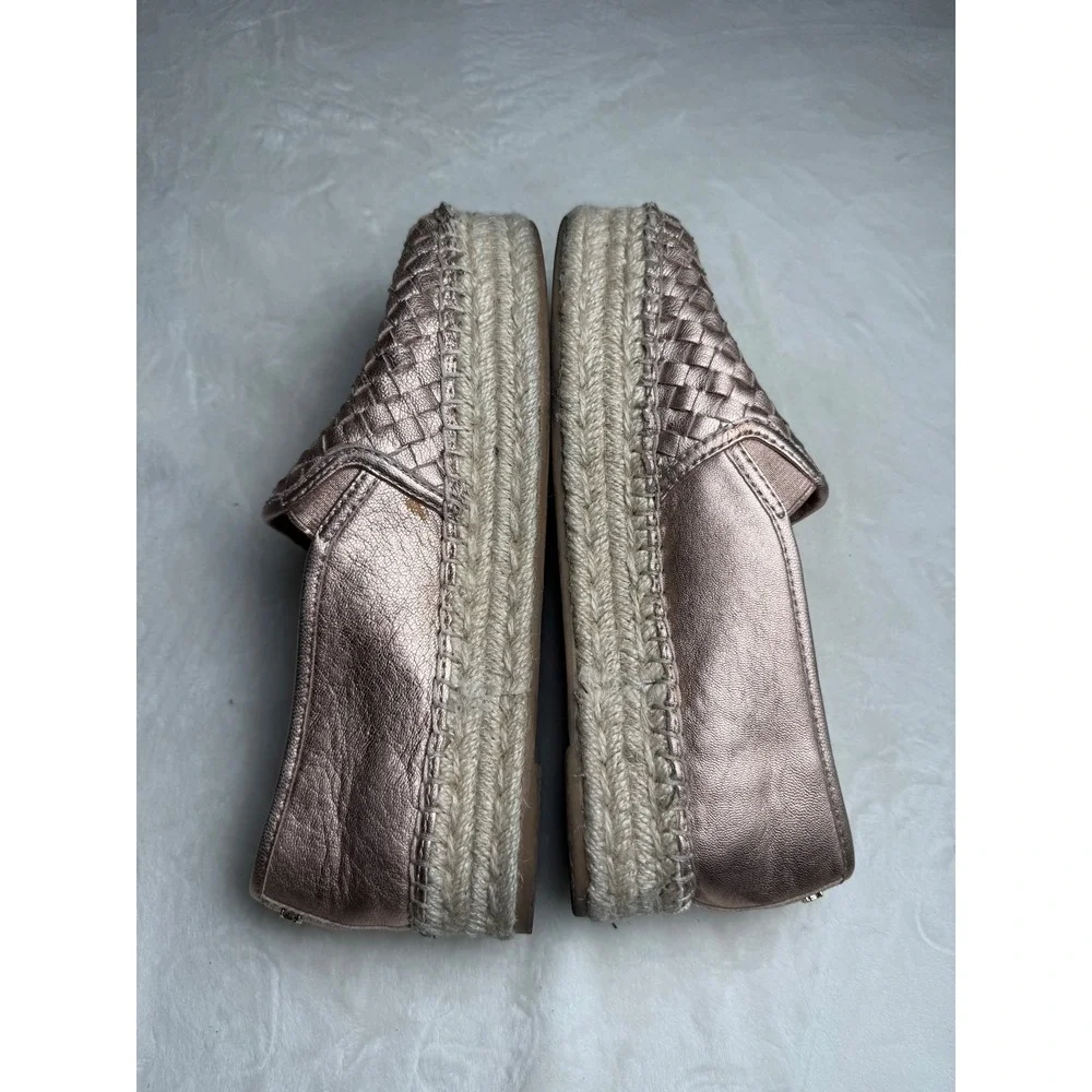 Sam Edelman Catherine Rose Gold Woven Leather Espadrille Flats 9M